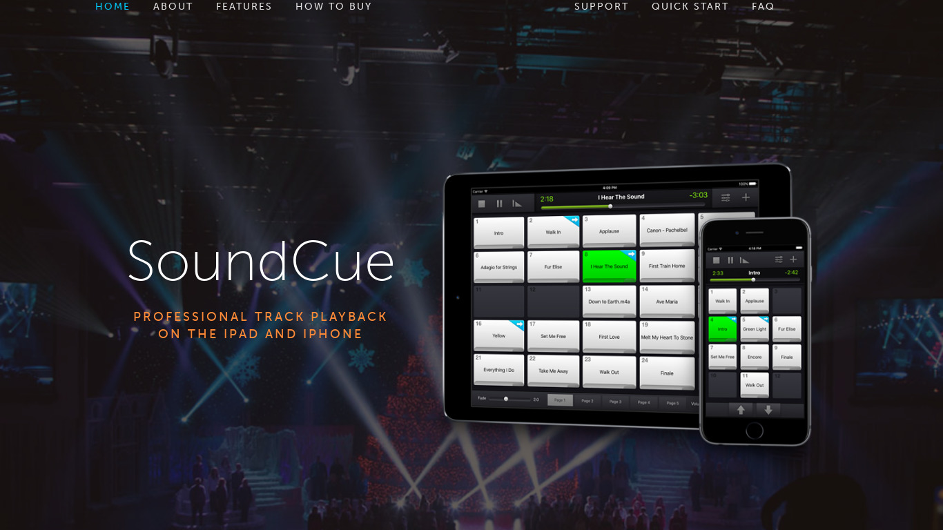 SoundCue Landing page