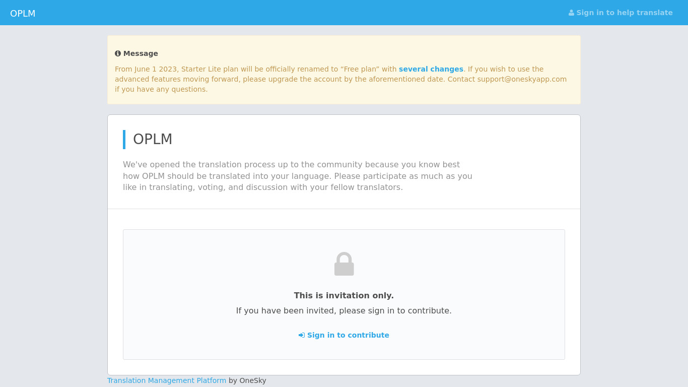 OPL Manager Landing page