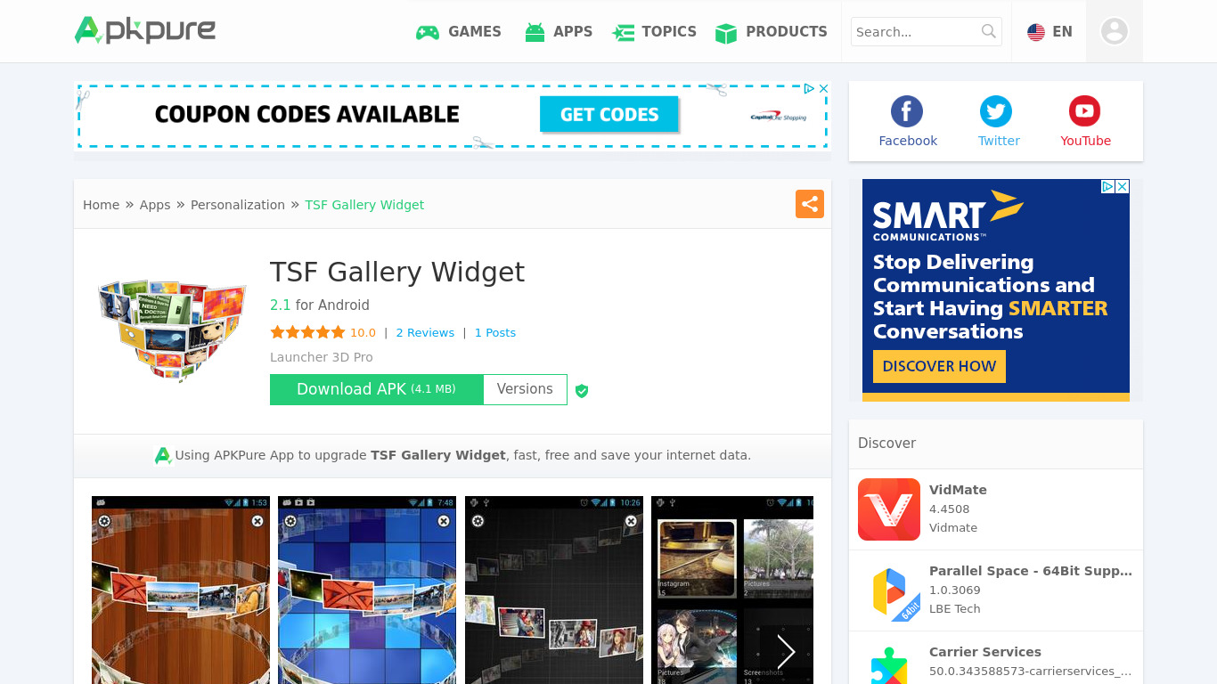 TSF Gallery Widget Landing page