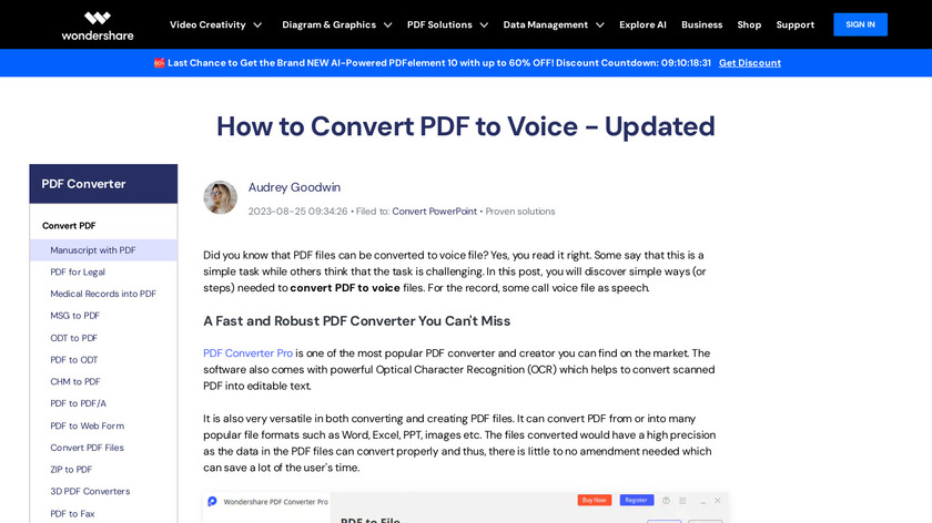 PDF To Voice Landing Page