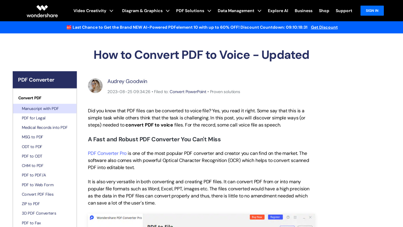 PDF To Voice Landing page