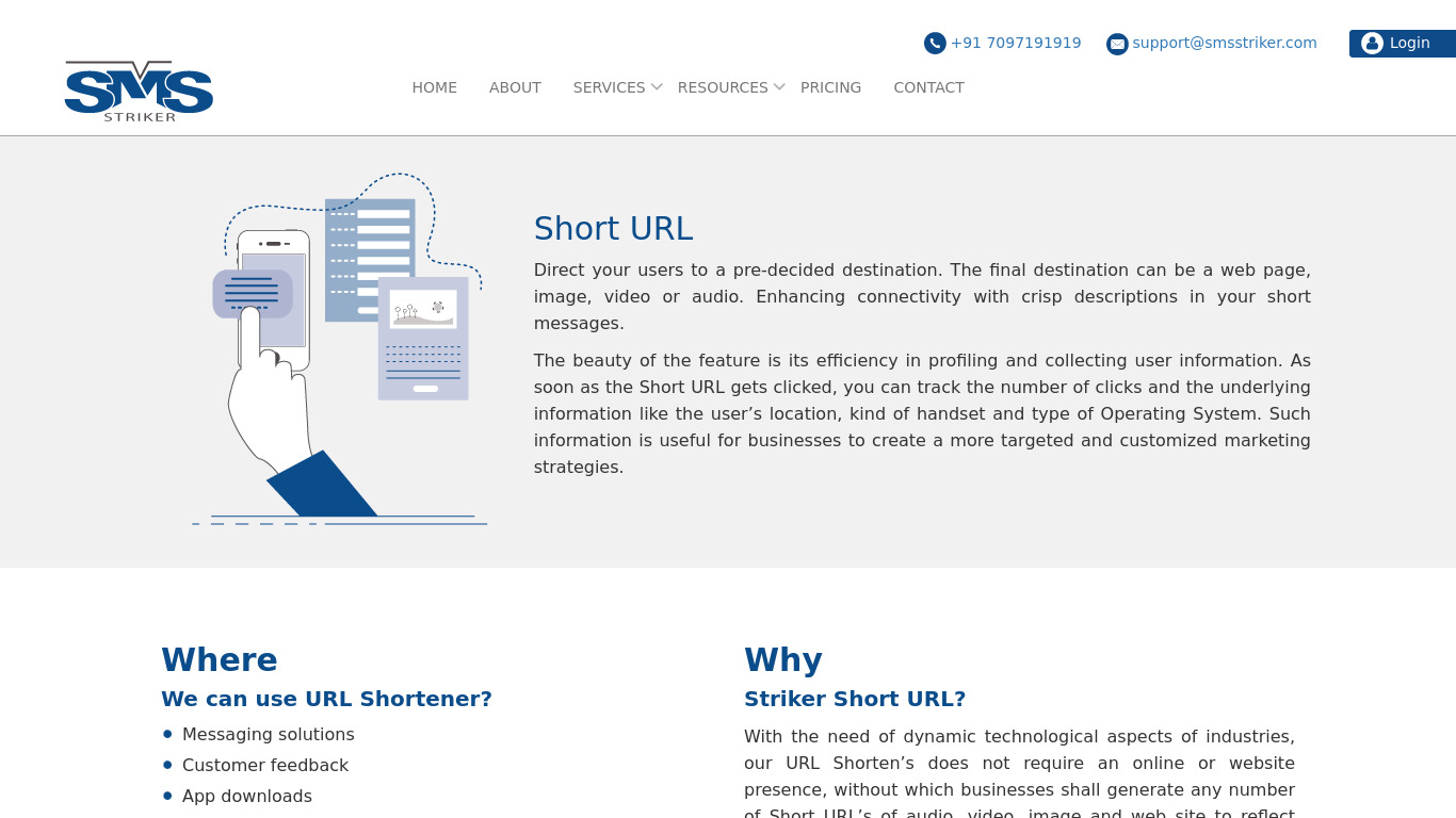 Short URL Landing page