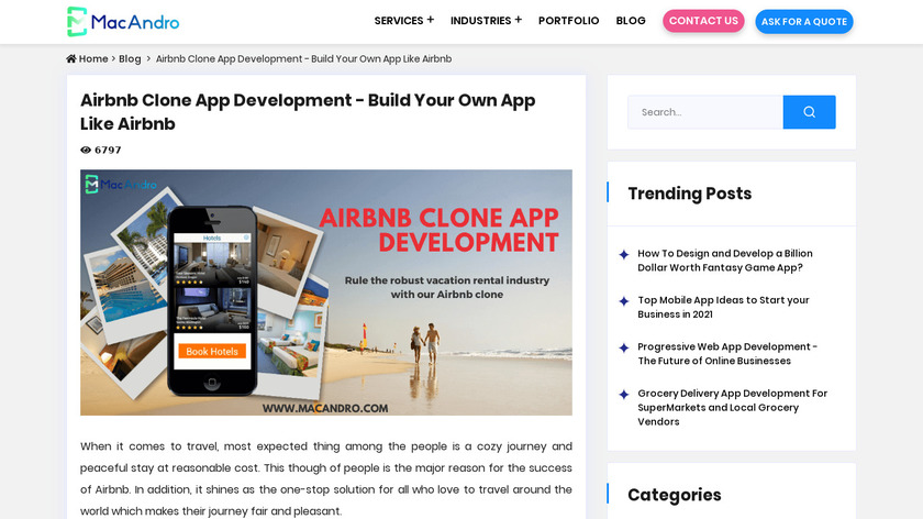 Airbnb Clone Script Macandro Landing Page