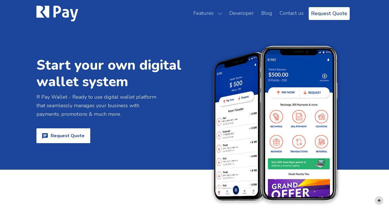 R Pay Landing page