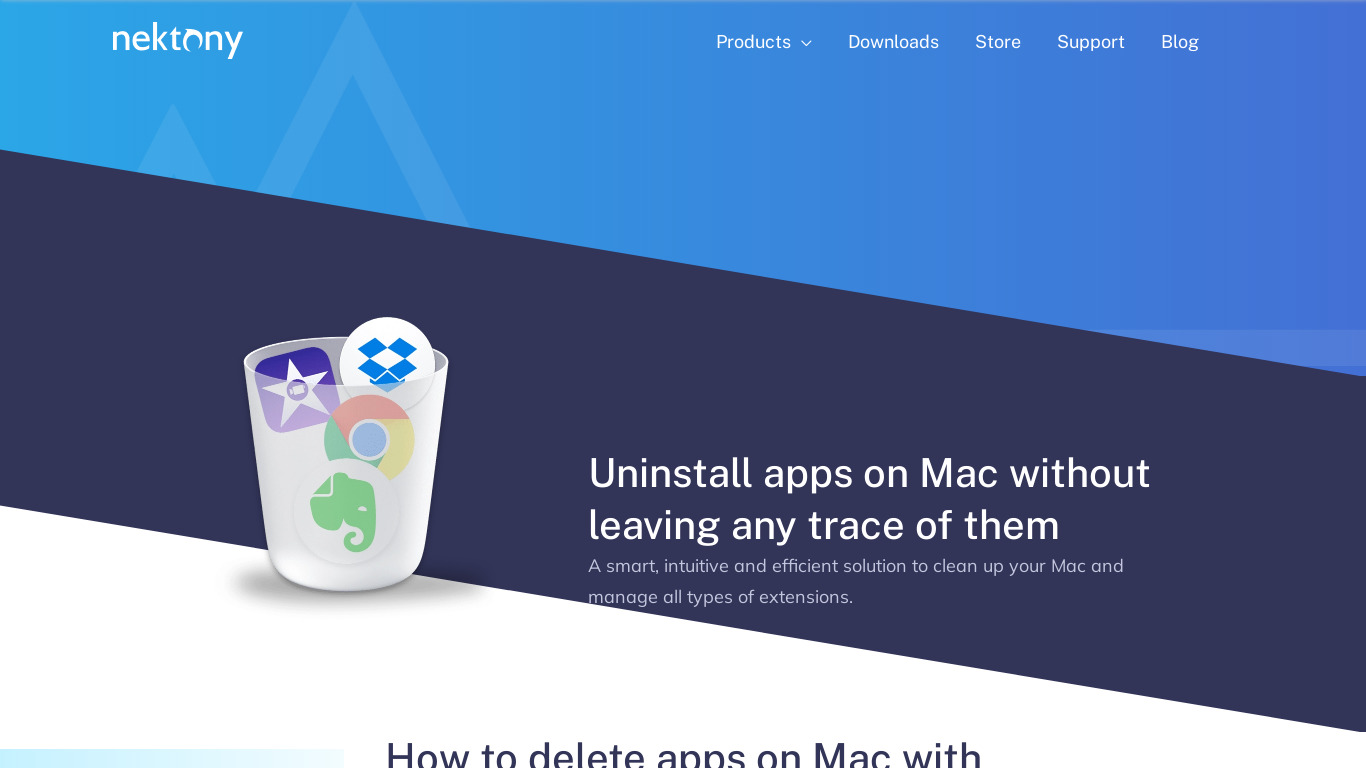 Nektony App Cleaner & Uninstaller Landing page
