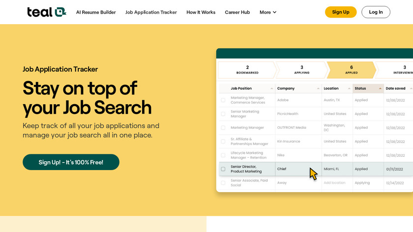 Job Tracker by Teal Landing Page