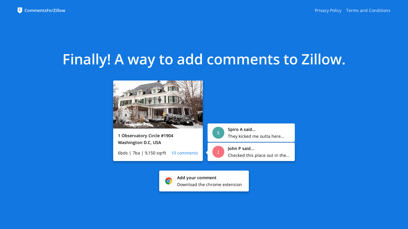 Comments for Zillow (Chrome Extension) Landing page