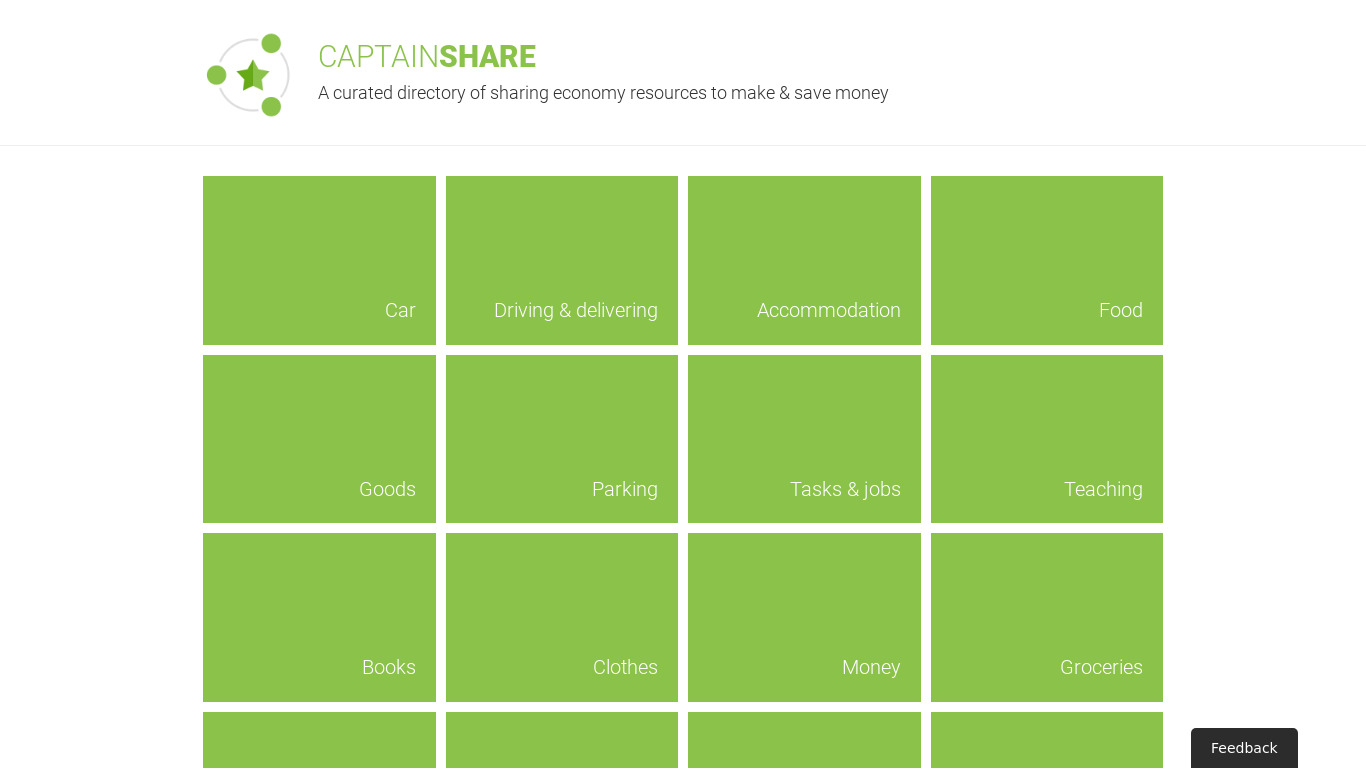 Captain Share Landing page
