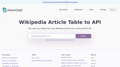 Wikipedia Article Table to API image
