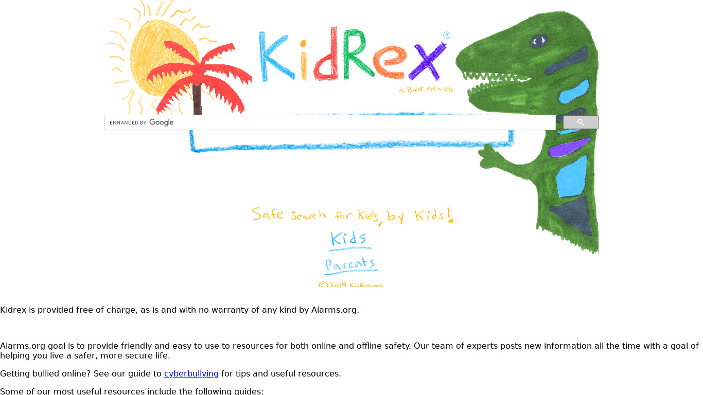 kidrex Landing page