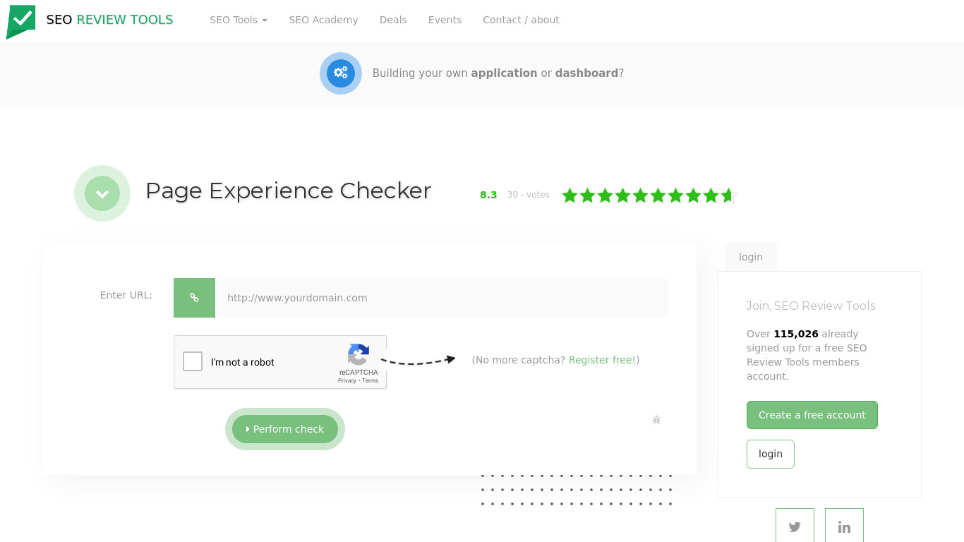 SeoReviewTools Page Experience Test Landing page