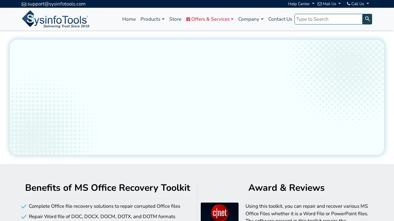 SysInfoTools MS Office Recovery Suite Landing page