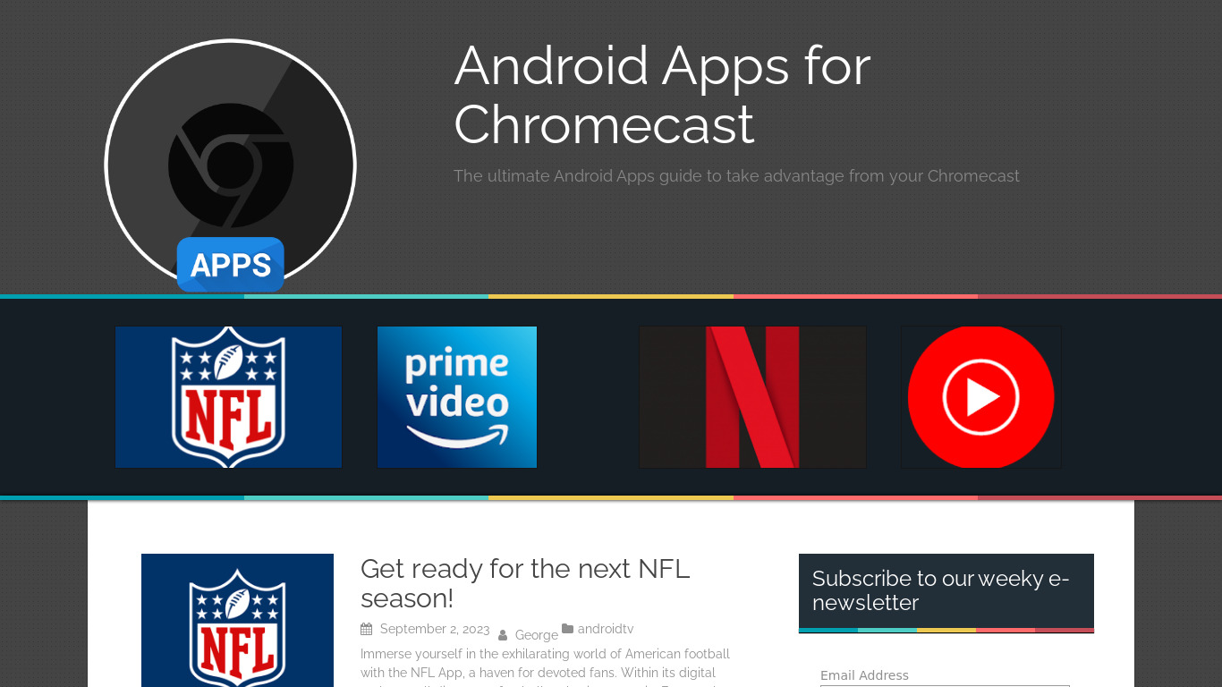 Apps for Chromecast Landing page