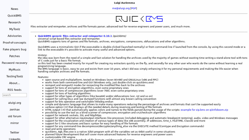 QuickBMS Landing Page