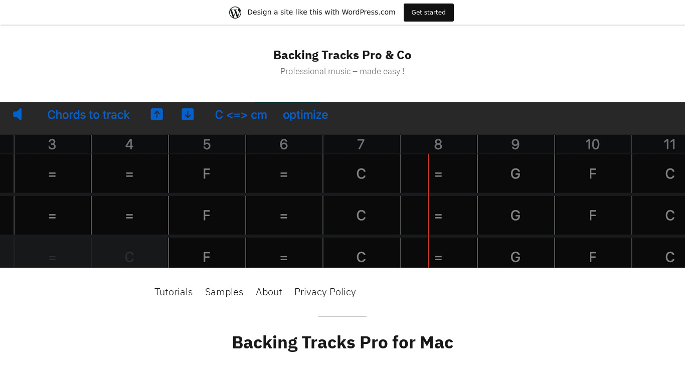 Backing Tracks Creator 3.x Landing page