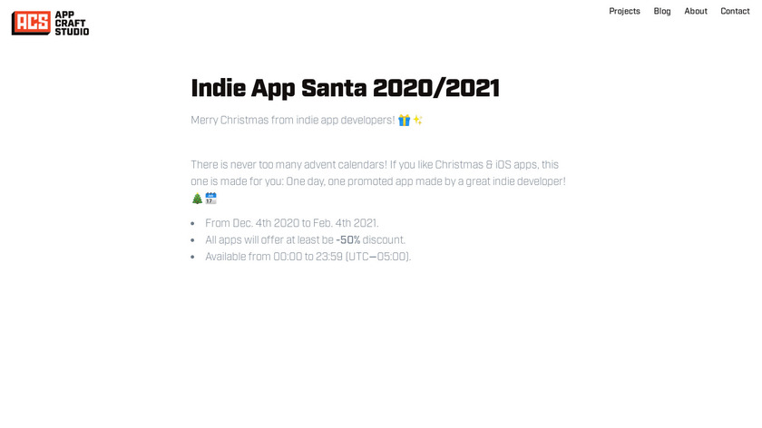 appcraftstudio.com Indie App Santa Landing Page