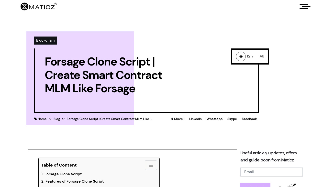 Maticz ForsageTron Clone Script Landing page