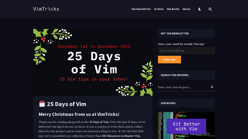 25 Days of Vim Landing Page