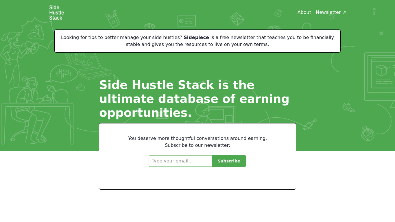Side Hustle Stack Landing page