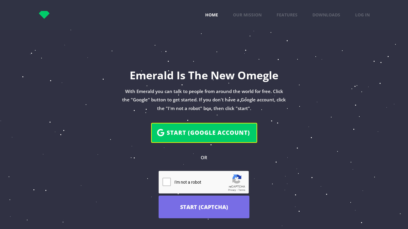 Emerald Chat Landing page