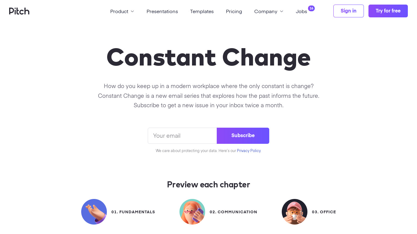 Constant Change (by Pitch) Landing page
