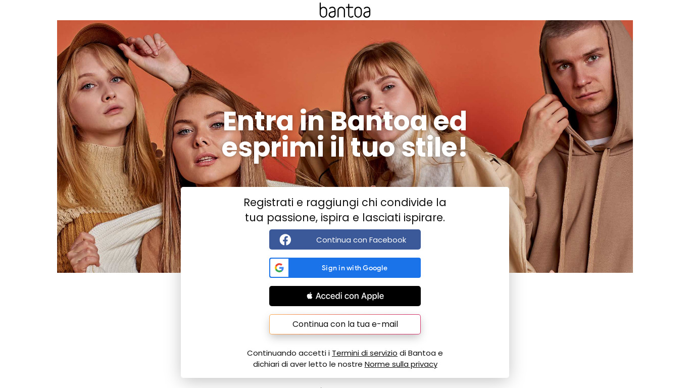 Bantoa Landing page