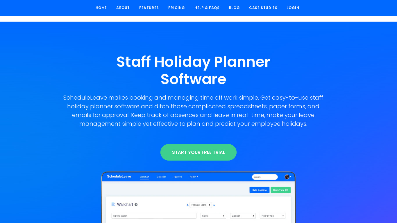 ScheduleLeave Landing page