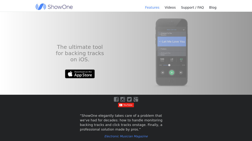 ShowOne – Pro Backing Tracks Landing Page
