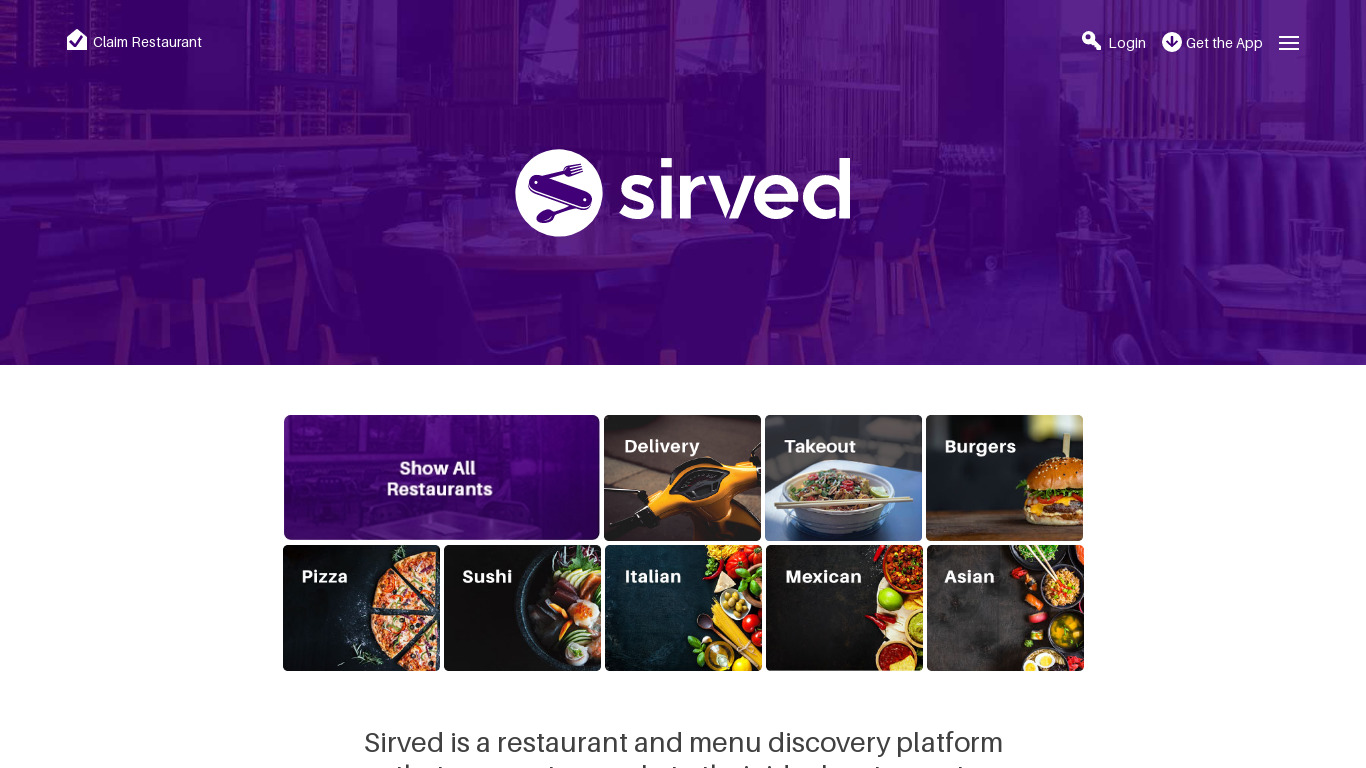 Sirved Landing page