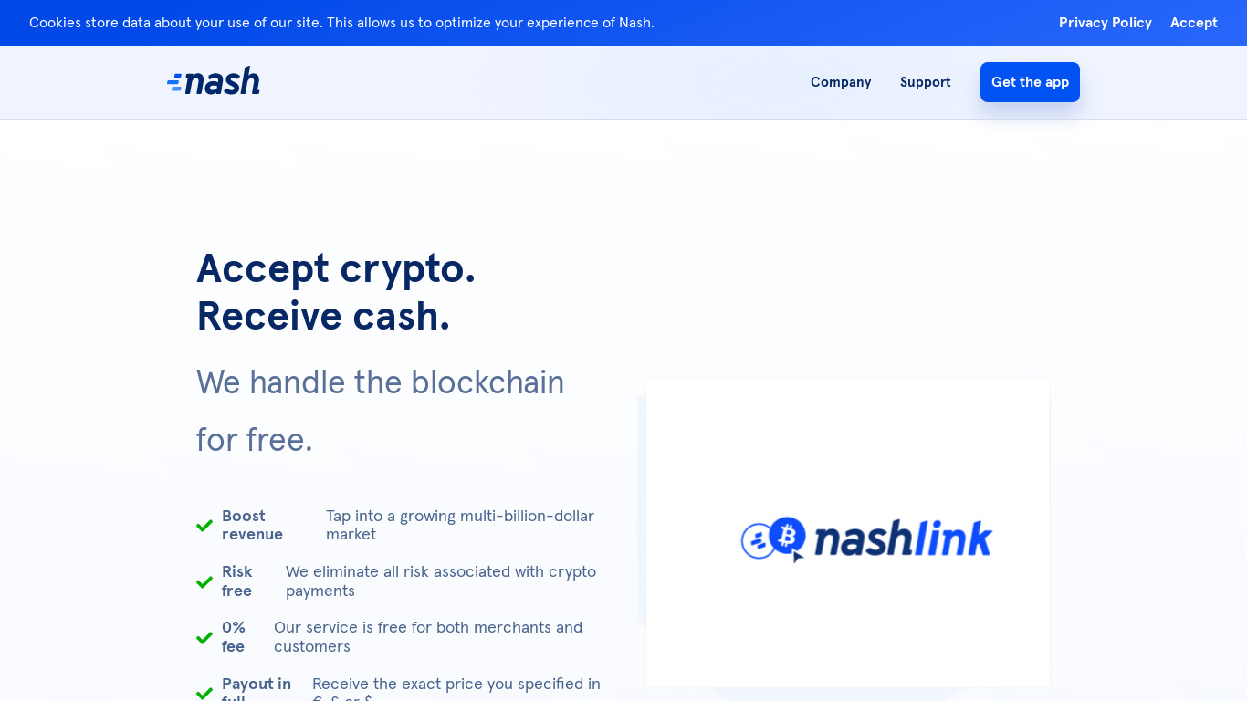 nash.io Nash Link Landing page