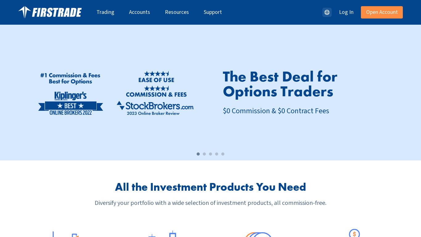 Firstrade Securities Inc. Landing page