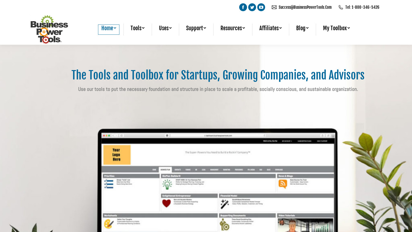 Business Power Tools Landing page