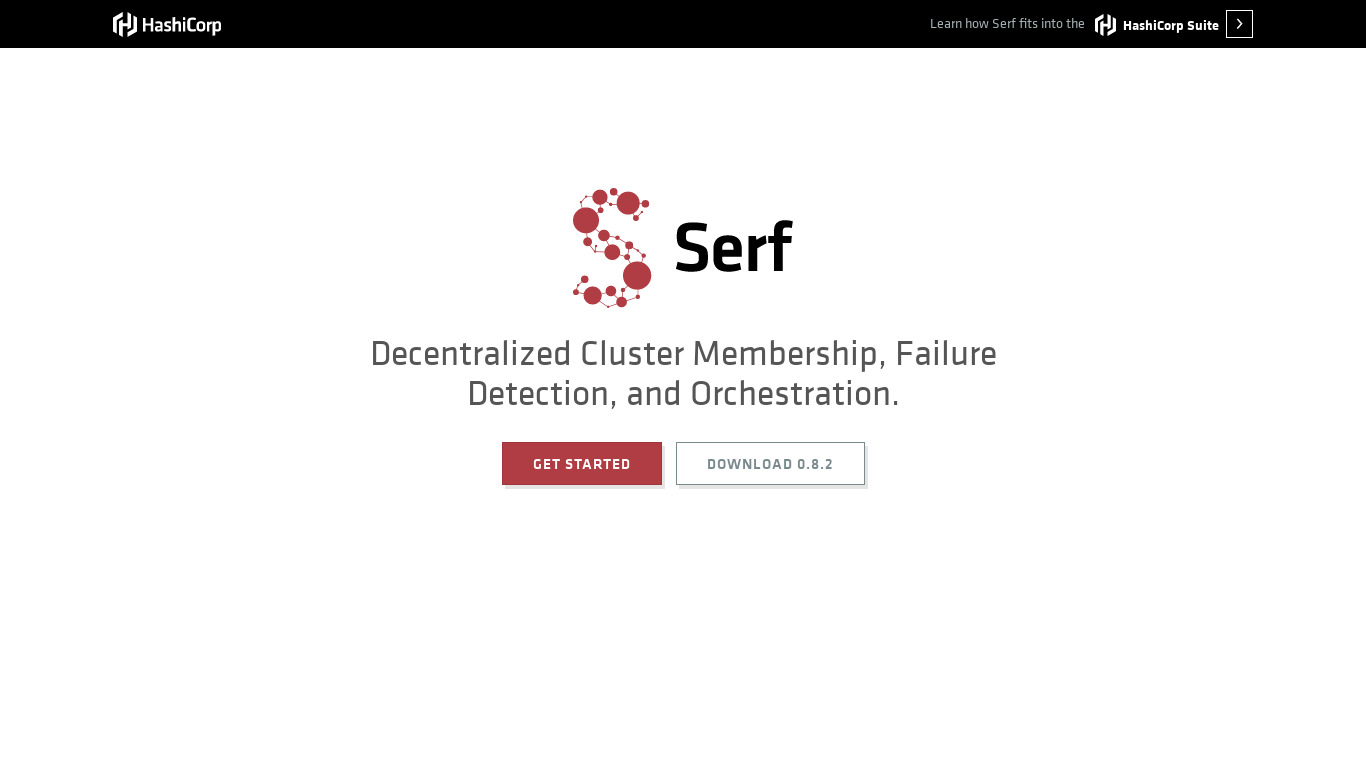 Serf by HashiCorp Landing page