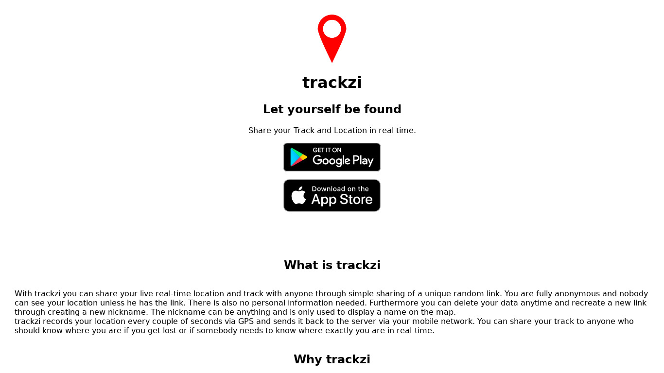 Trackzi Landing page