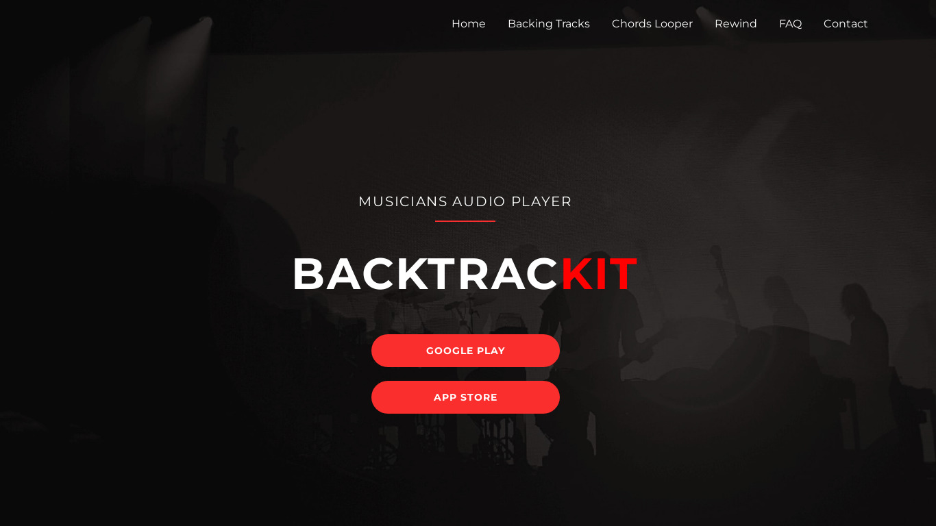 Backtrackit: Musicians’ Player Landing page