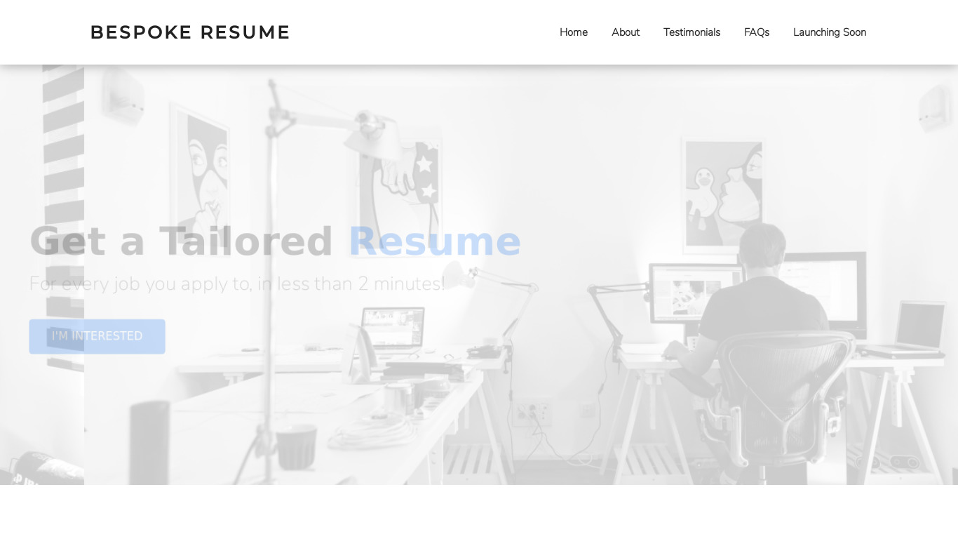 Bespoke Resume Landing page