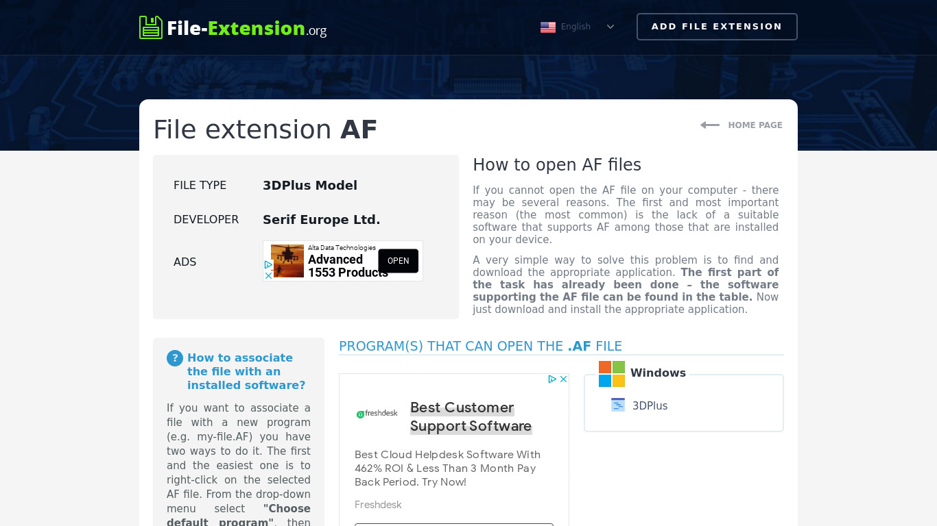 extensions.af Landing page