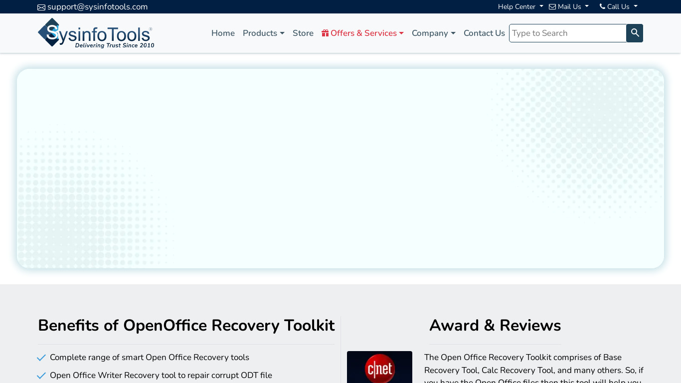 SysInfoTools OpenOffice Recovery Toolkit Landing page
