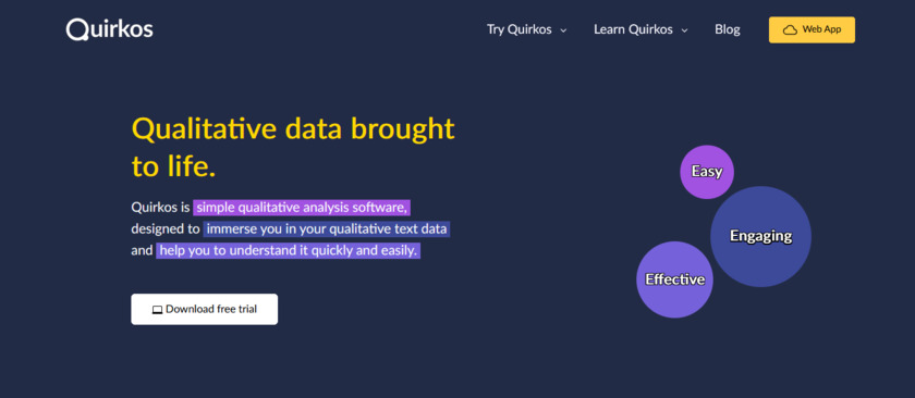 Quirkos Landing Page