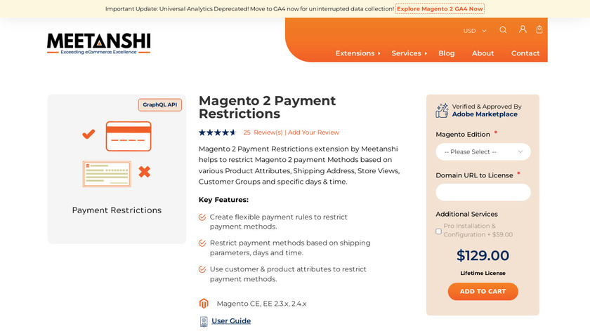 Meetanshi Magento 2 Payment Restrictions Landing Page