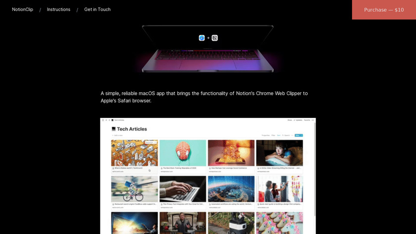 NotionClip for Safari Landing Page