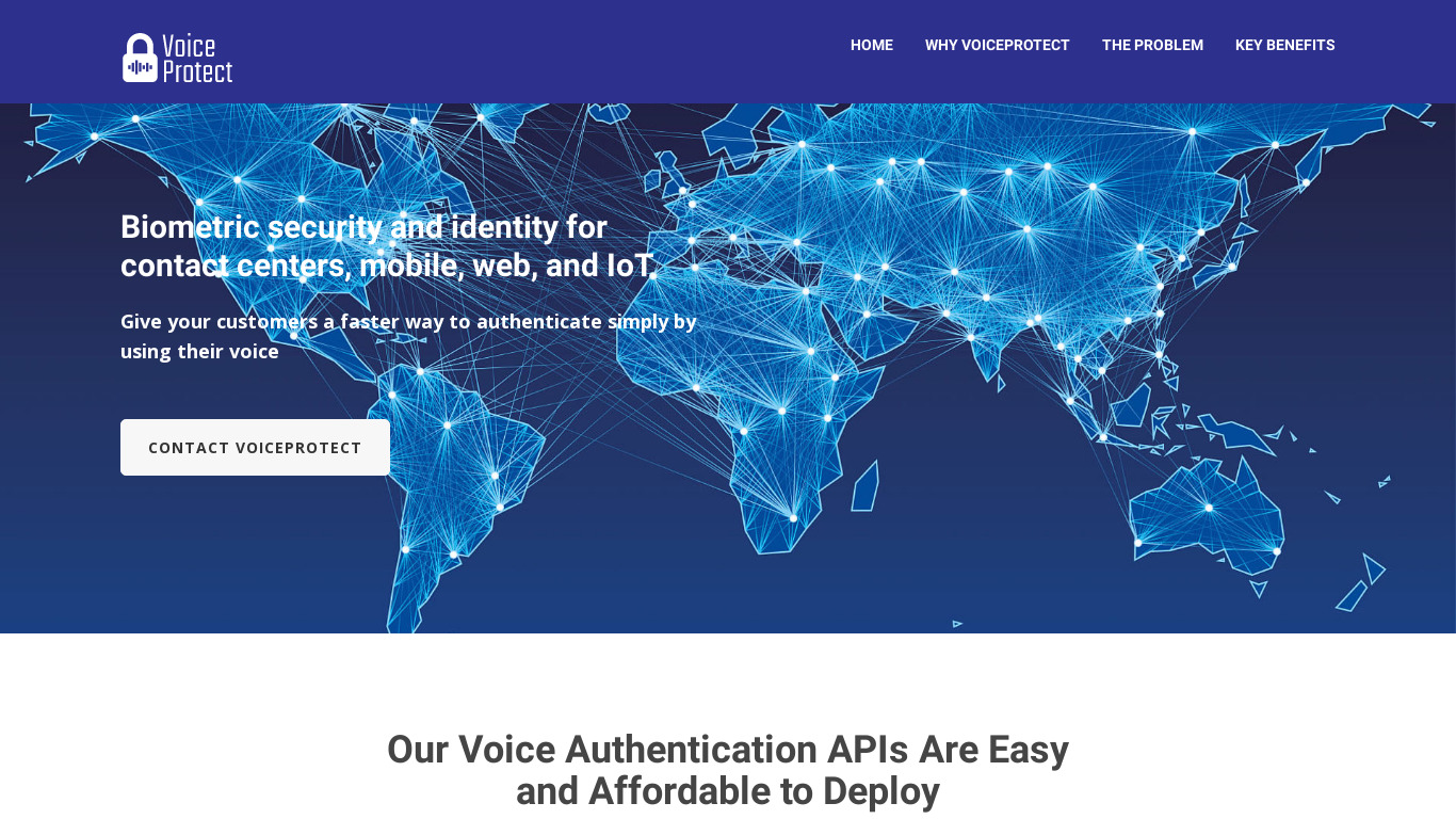VoiceProtect Landing page