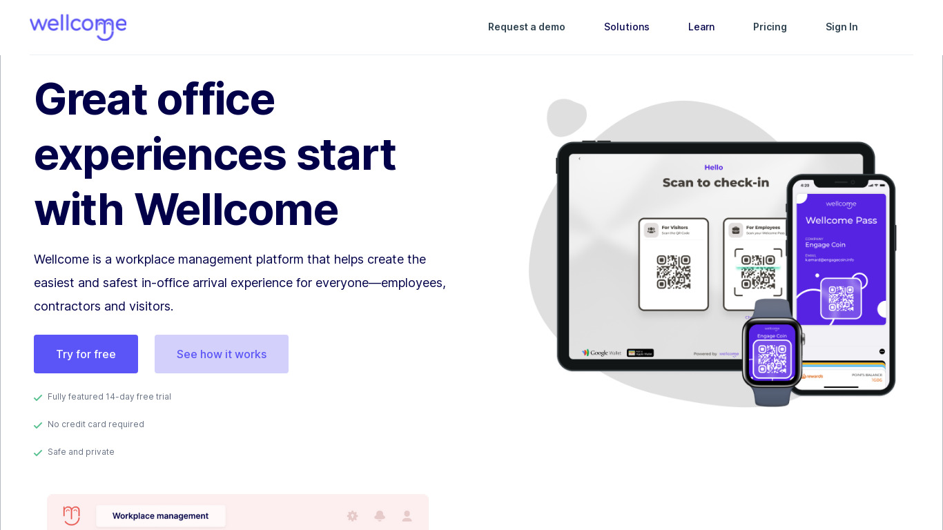 Wellcome Landing page