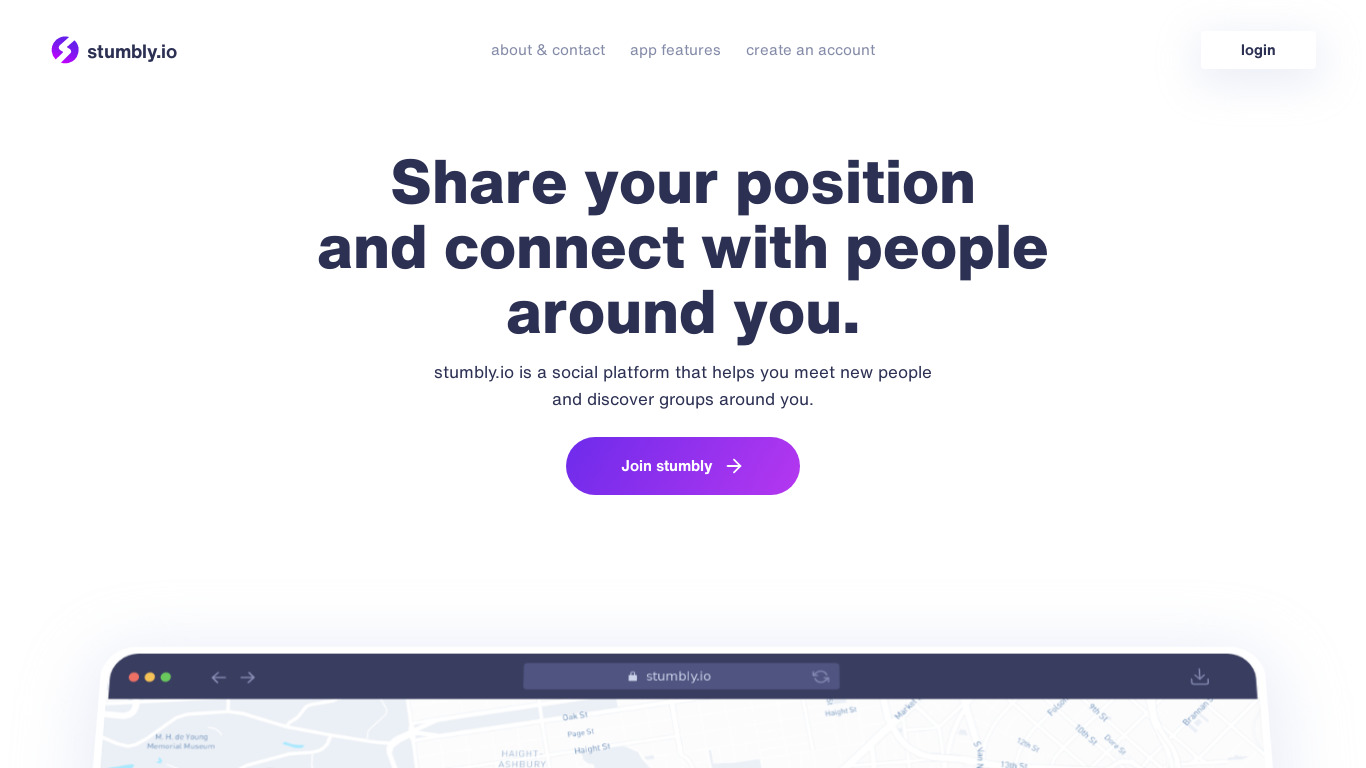 stumbly.io Landing page