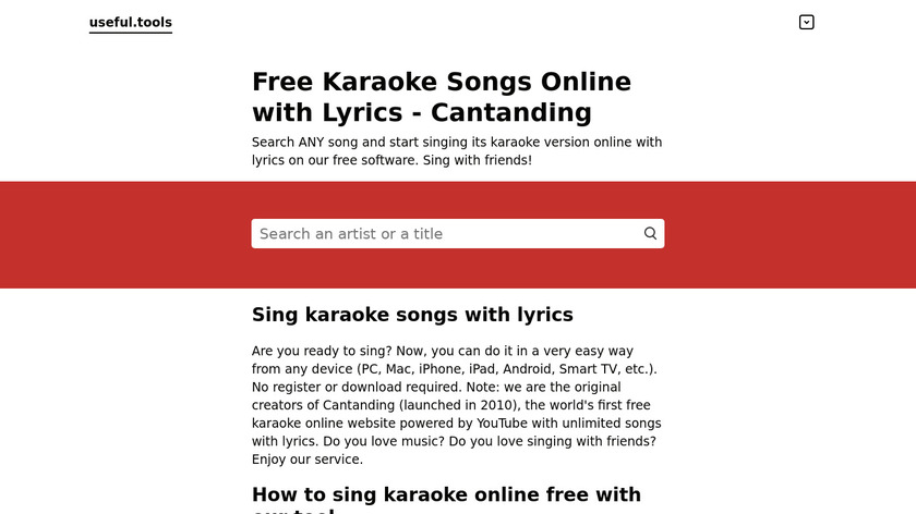 Cantanding Fun Online Karaoke 🎤 Landing Page