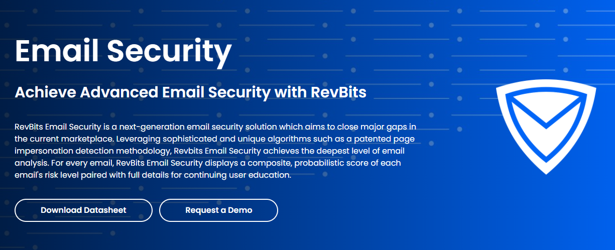Revbits Email Security Landing page