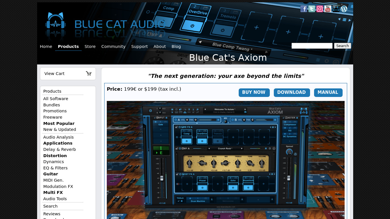 Blue Cat Axiom Landing page