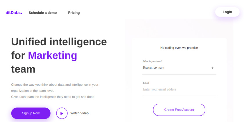 ditData Landing Page