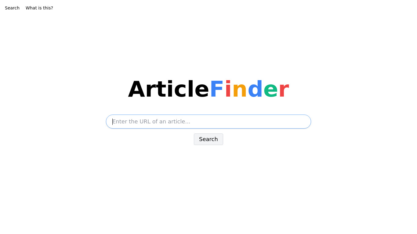 ArticleFinder Landing page