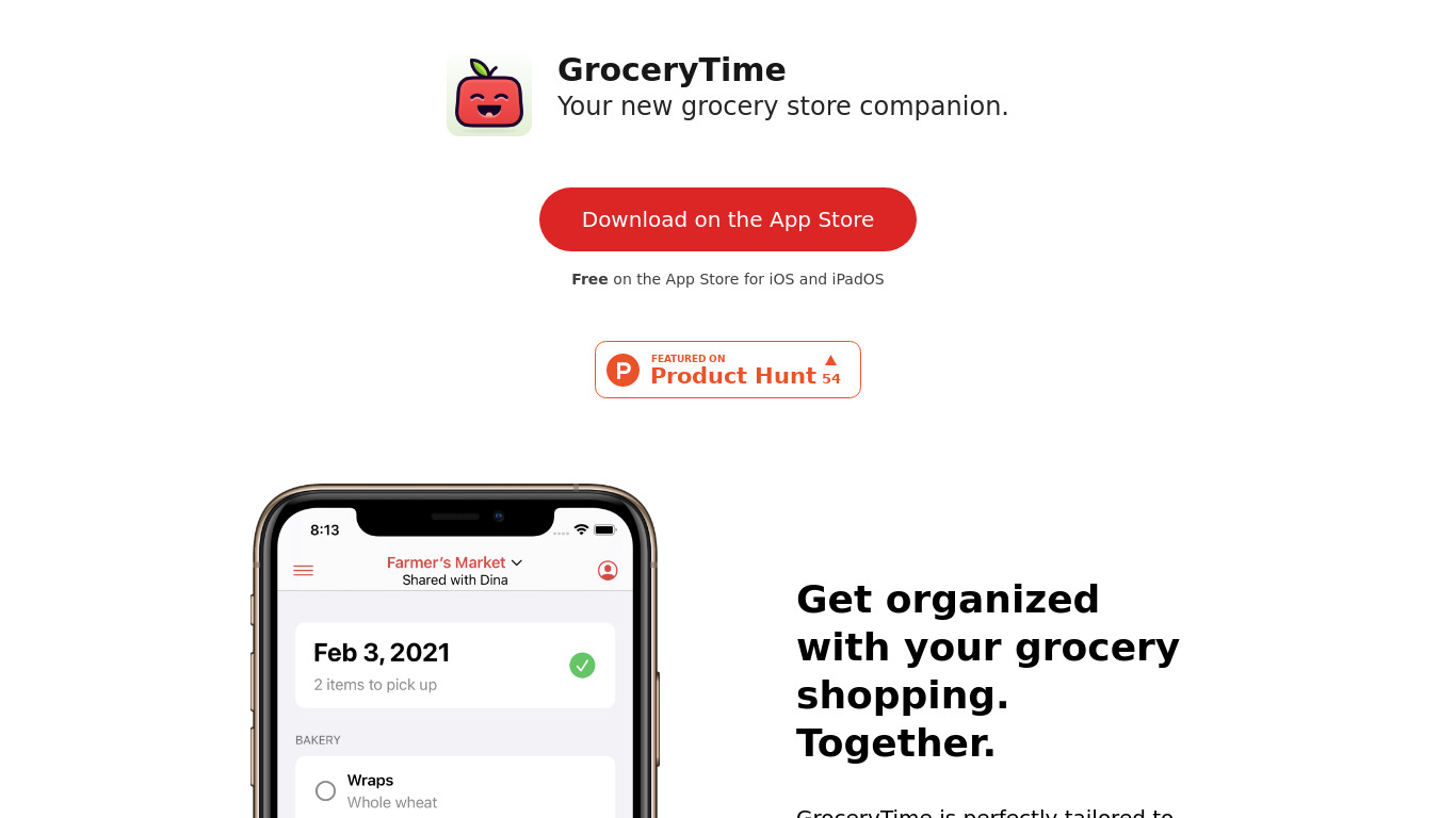 GroceryTime Landing page